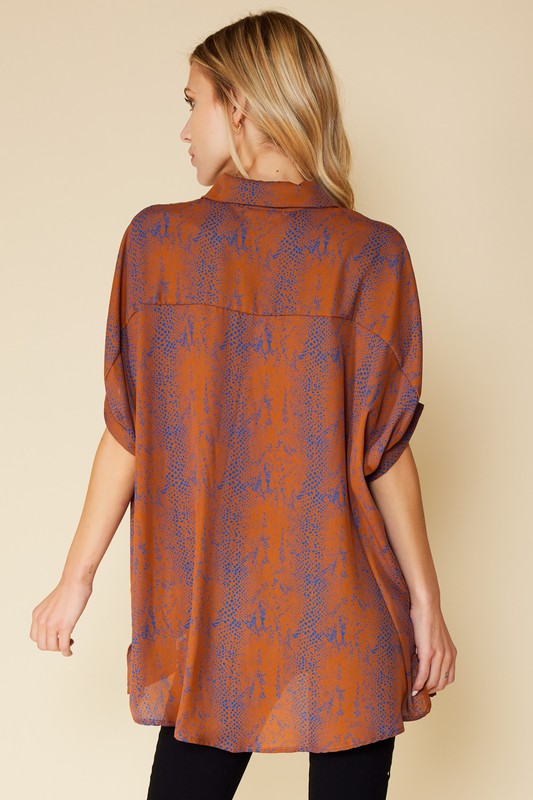 Printed Oversized Top-Shirts & Tops-FSL Apparel-Small-Saddle Brown-Inspired Wings Fashion