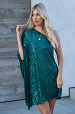 One Shoulder Sparkle Dress-Dresses-Lavender J-Small-Teal-Inspired Wings Fashion