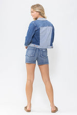 Color Block Denim Jacket-Coats & Jackets-Judy Blue-Small-Inspired Wings Fashion