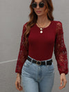 Long Sleeve Round Neck Sweater-Shirts & Tops-Annva U.S.A.-Small-Wine-Inspired Wings Fashion