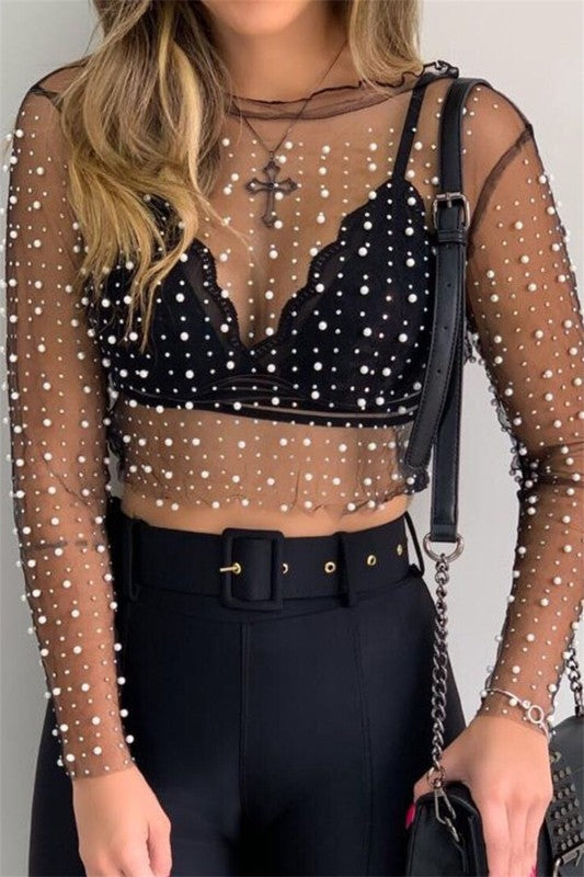 Sheer Beaded Mesh Top-Tops-LaRoseason-Small-Black-Inspired Wings Fashion