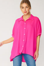 Oversized Semi-Sheer Top-Tops-FSL Apparel-Small-Ultra Hot Pink-Inspired Wings Fashion
