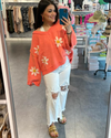 Chenille Daisy Sweater-Sweaters-POL-Small-Coral-Inspired Wings Fashion