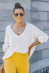 V-Neck Textured Top-sweater-Lavender J-S/M-Ivory-Inspired Wings Fashion