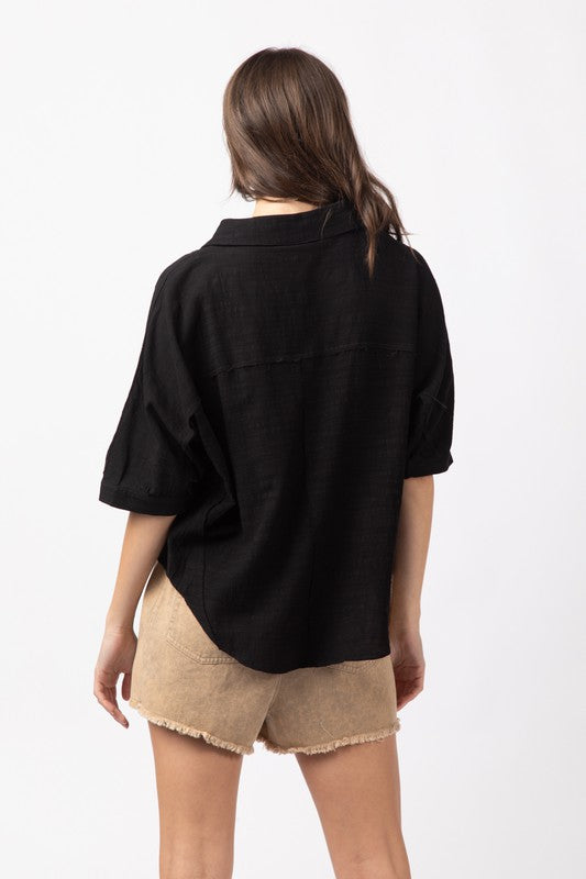 Pocket Blouse-Tops-Very J-Small-Black-Inspired Wings Fashion