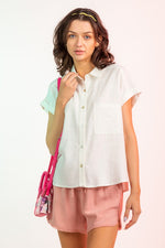 Linen Button Top-Tops-Very J-Small-White-Inspired Wings Fashion