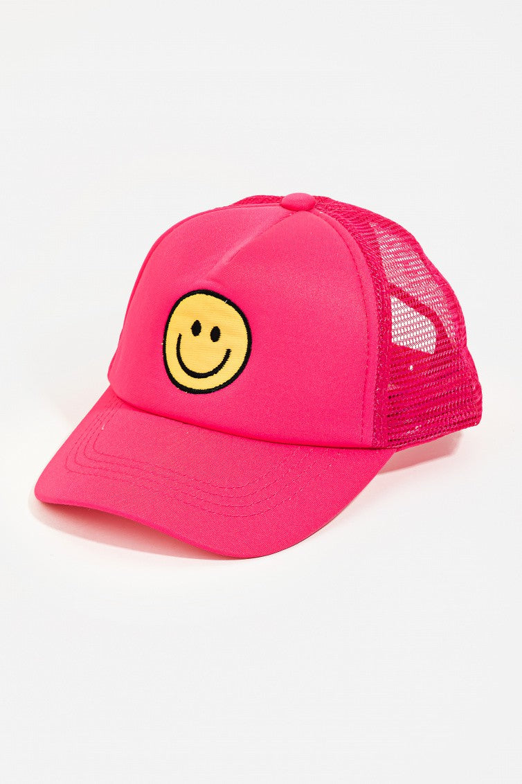 Happy Face Baseball Cap-Hats-Fame Accessories-Fuschia-Inspired Wings Fashion