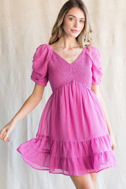 Textured Chiffon Dress-Dresses-Jodifl-Small-Rich Mauve-Inspired Wings Fashion