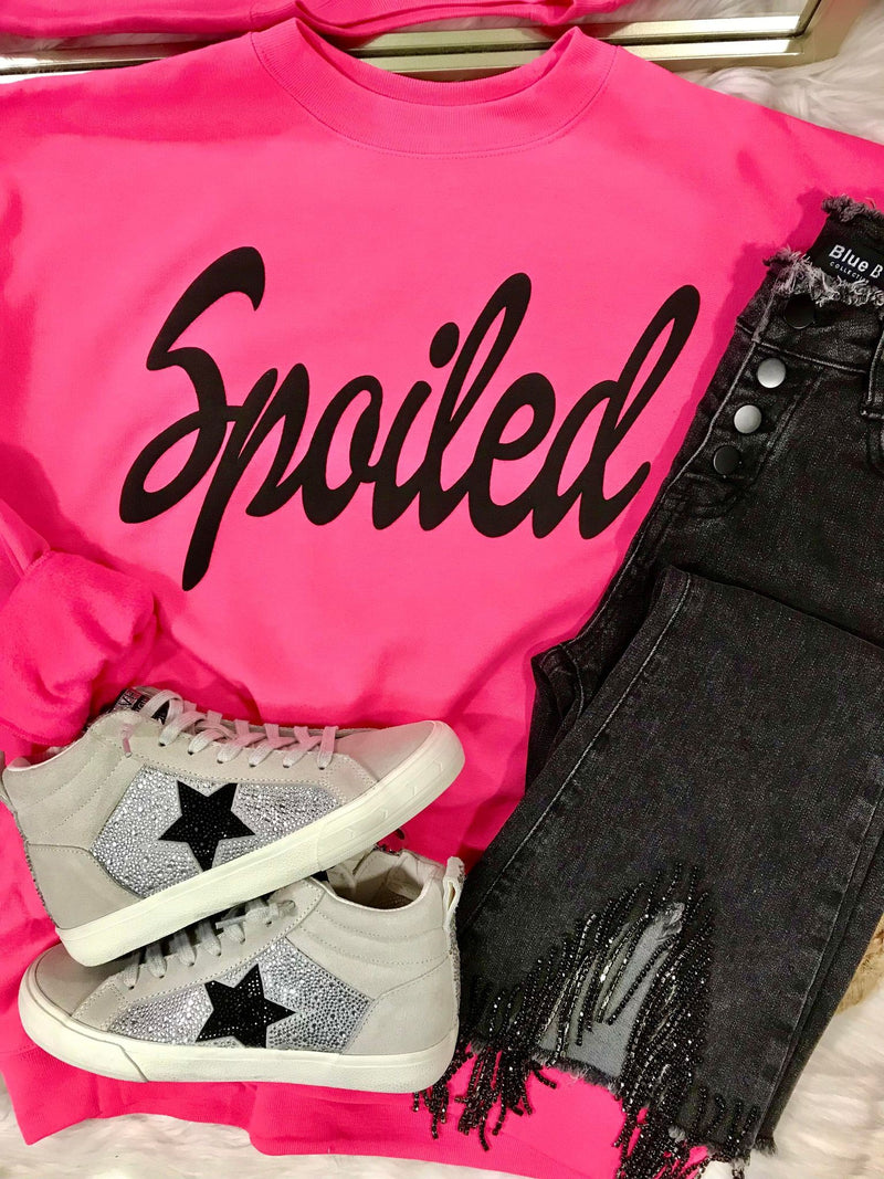 Spoiled Barbie Puff Sweatshirt-Sweatshirt-Dash Forward Wholesale-Small-Neon Pink-Inspired Wings Fashion