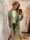 Feathered & Fringed Coat-Coats & Jackets-Pat Dahnke-S/M-Turq/Rust-Inspired Wings Fashion