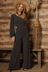 Always A Vibe Cut Out Novelty Jumpsuit-Jumpsuit-Blue Buttercup-Small-Black-Inspired Wings Fashion