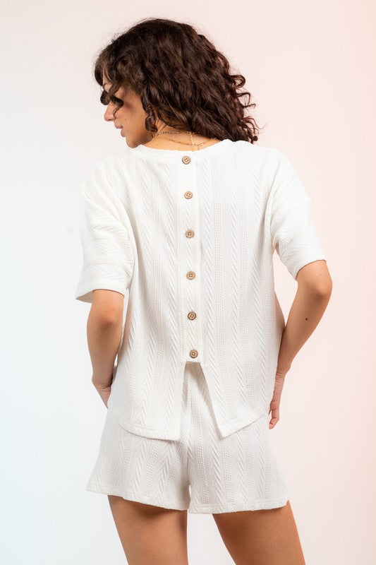 Button Back Short Set-Short Set-Very J-Small-White-Inspired Wings Fashion