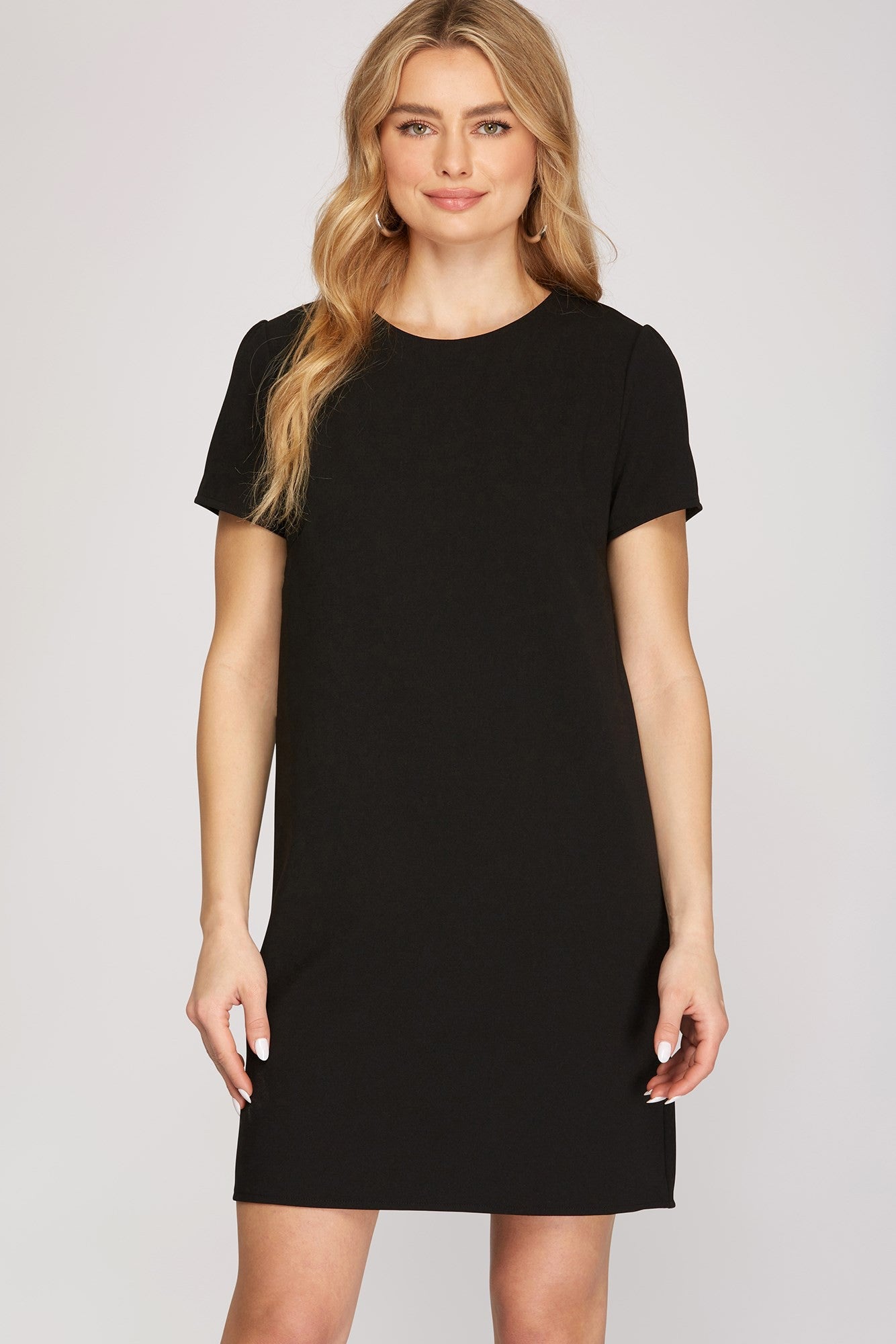 Short Sleeve Heavy Knit Shift Dress Inspired Wings Fashion Short Sleeve Heavy Knit Shift Dress Inspired Wings Fashion