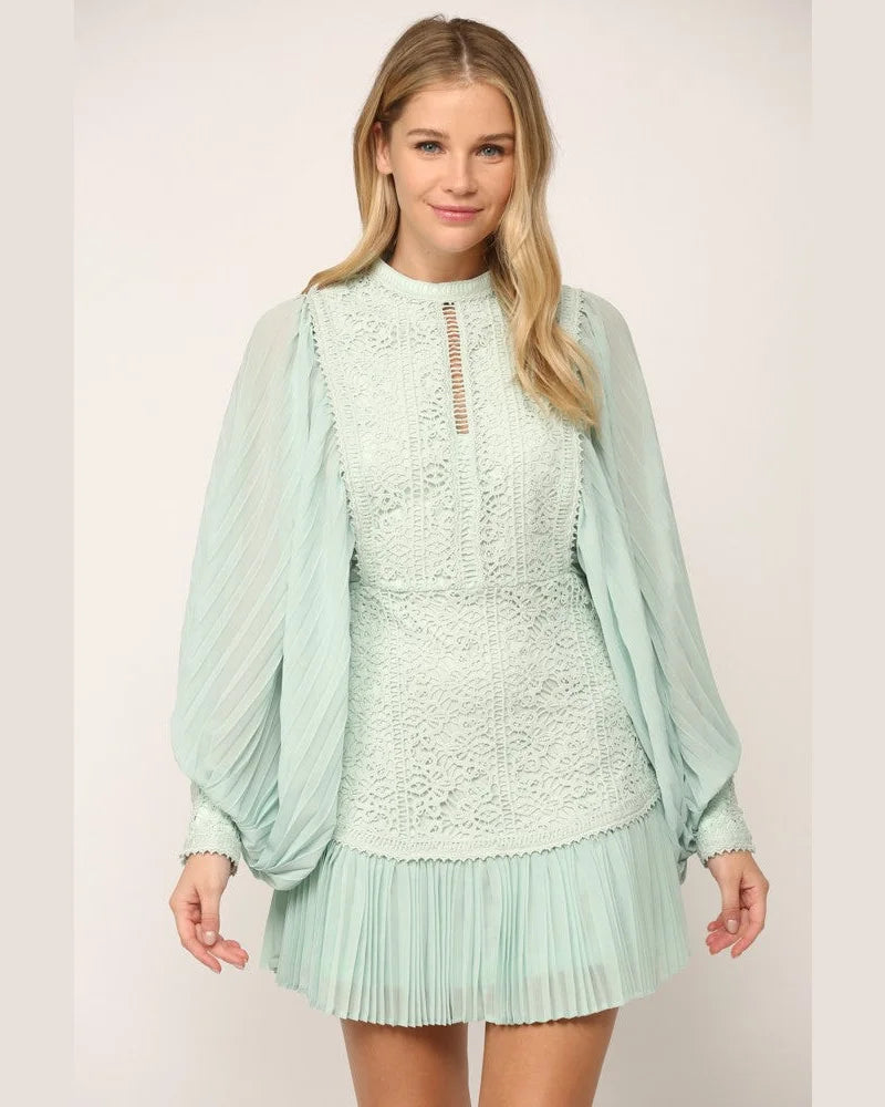 Pleated Lace Dress-Dresses-Fate by LFD-Small-Mint-Inspired Wings Fashion