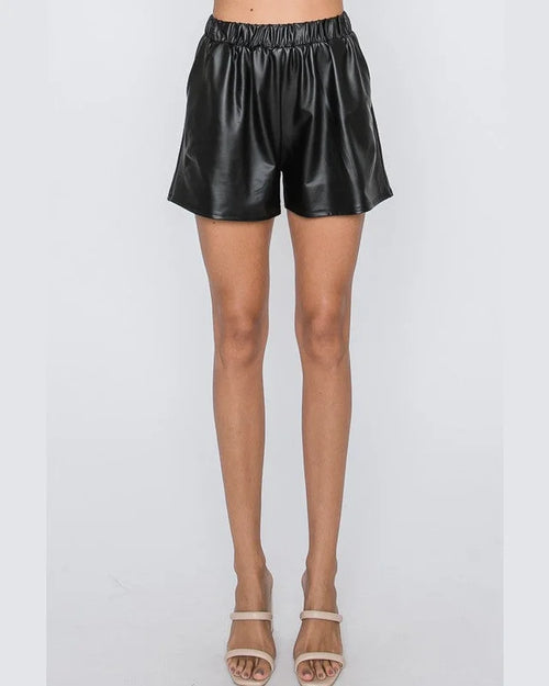Faux Leather Shorts-shorts-Cezanne-Small-Black-Inspired Wings Fashion