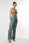 Smokeshow Satin Cargo Pants-Pants-cefian-Sage-Small-Inspired Wings Fashion