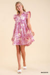 Abstract Babydoll Dress-Dresses-Umgee-Small-Magenta-Inspired Wings Fashion