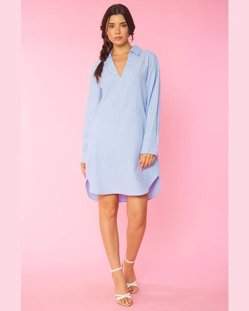 Pinstriped Shirt Dress-Dresses-FSL Apparel-Small-Inspired Wings Fashion