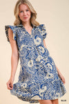 Abstract Babydoll Dress-Dresses-Umgee-Small-Blue-Inspired Wings Fashion