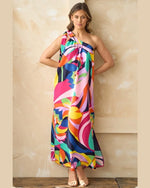 One Shoulder Abstract Maxi Dress-Dresses-Hailey & Co-Small-Abstract Floral-Inspired Wings Fashion