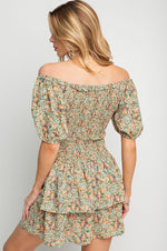 Smocked Ruffle Dress-Dresses-Easel-Small-Botanical Garden-Inspired Wings Fashion