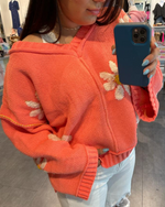 Chenille Daisy Sweater-Sweaters-POL-Small-Coral-Inspired Wings Fashion