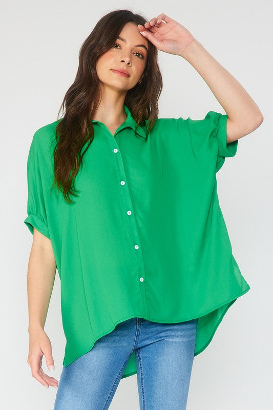 Oversized Semi-Sheer Top-Tops-FSL Apparel-Small-Kelly Green-Inspired Wings Fashion
