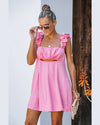 Puffed Sleeves Mini Dress-dress-Lavender J-Small-Pink-Inspired Wings Fashion