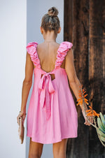 Puffed Sleeves Mini Dress-dress-Lavender J-Small-Pink-Inspired Wings Fashion