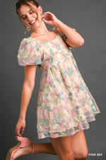 3D Organza Flower Dress-Dresses-Umgee-Small-Pink Mix-Inspired Wings Fashion