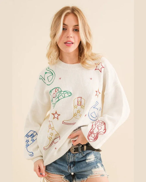 Sweater Western Top-Sweaters-Blue B-Small-Off-White-Inspired Wings Fashion