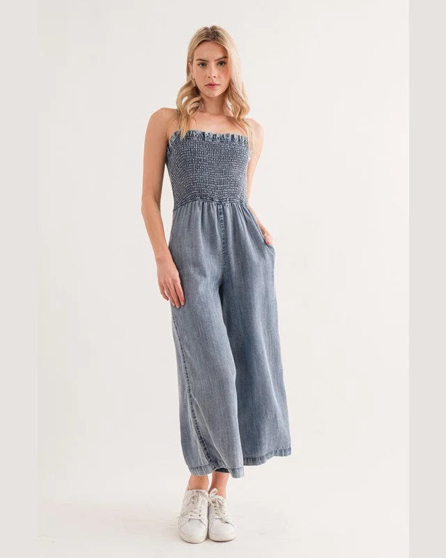 Morgan Jumpsuit-Jumpsuits & Rompers-Aaron & Amber-Small-Denim-Inspired Wings Fashion
