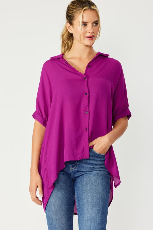 Oversized Semi-Sheer Top-Tops-FSL Apparel-Small-Magenta-Inspired Wings Fashion