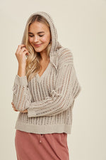 Open Knit Hooded Sweater-Sweaters-Wishlist-Small-Stone-Inspired Wings Fashion