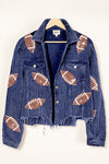 Sequin Football Corduroy Jacket-Jacket-BiBi-Small-Vintage Navy-Inspired Wings Fashion