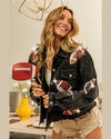 Sequin Football Corduroy Jacket-Jacket-BiBi-Small-Black Charcoal-Inspired Wings Fashion