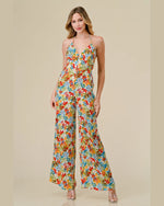 Floral Halter Neck Jumpsuit-Jumpsuit-Beivy-Small-Ivory Tangerine-Inspired Wings Fashion