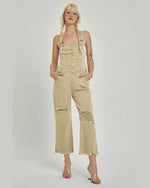 High Rise Distressed Straight Overalls-overalls-Risen Jeans-Small-Sand-Inspired Wings Fashion