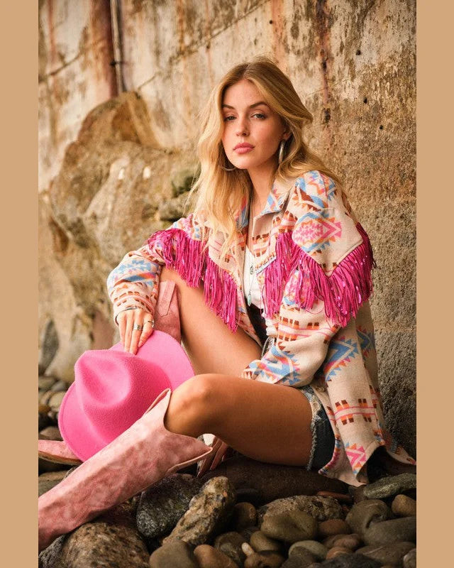 Aztec Western Jacket-Jacket-Blue B-Small-Pink/Blue-Inspired Wings Fashion