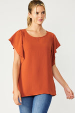 Flutter Sleeve Top-Tops-FSL Apparel-Small-Rust-Inspired Wings Fashion