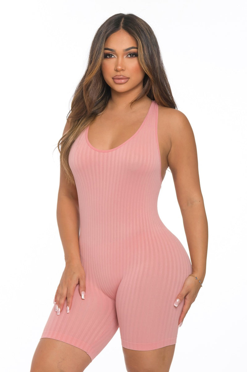 Seamless Bodycon Romper-Activewear-Brown N Sweet-S/M-Pink-Inspired Wings Fashion