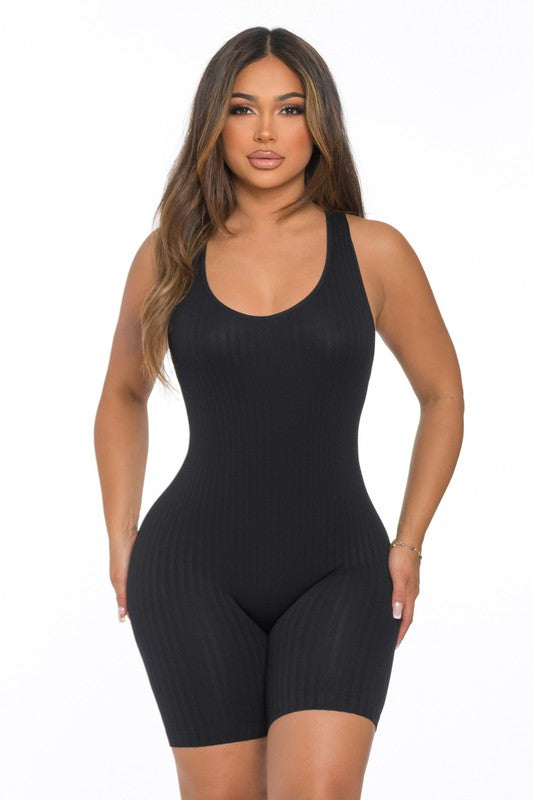 Seamless Bodycon Romper-Activewear-Brown N Sweet-S/M-Black-Inspired Wings Fashion