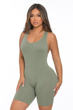Seamless Bodycon Romper-Activewear-Brown N Sweet-S/M-Olive-Inspired Wings Fashion