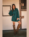 Textured Long Sleeve Romper-Romper-Ces Femme-Small-Hunter Green-Inspired Wings Fashion