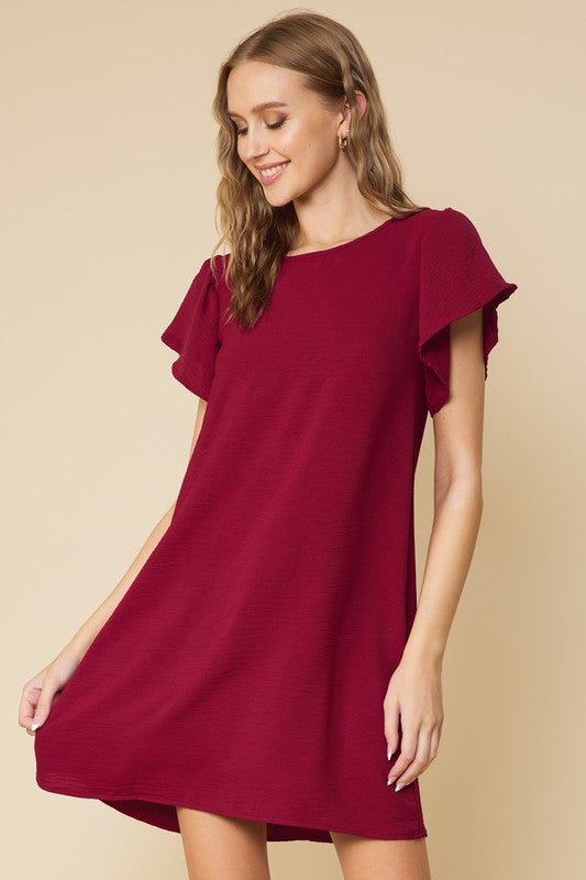Tie Back Woven Dress-Dresses-FSL Apparel-Small-Ruby-Inspired Wings Fashion