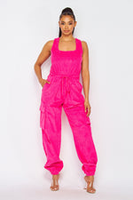 Corduroy Cargo Jumpsuit-Jumpsuits & Rompers-Hot & Delicious-Small-Fuchsia-Inspired Wings Fashion