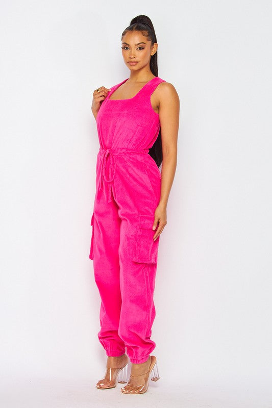 Corduroy Cargo Jumpsuit-Jumpsuits & Rompers-Hot & Delicious-Small-Black-Inspired Wings Fashion