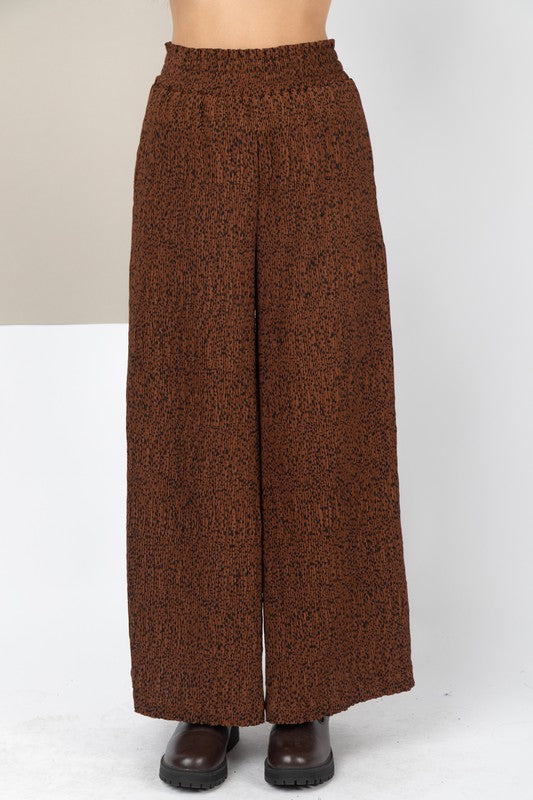 Crinkled Pants-Pants-Very J-Small-Brown Dotted-Inspired Wings Fashion