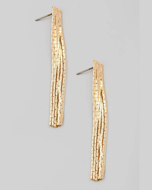 Metallic Chain Fringe Drop Earrings-Earrings-What's Hot Jewelry-Inspired Wings Fashion