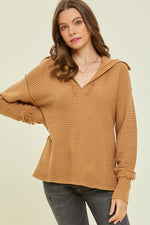 Thick Collared Sweater Top-Sweaters-Heyson-Small-Caramel-Inspired Wings Fashion